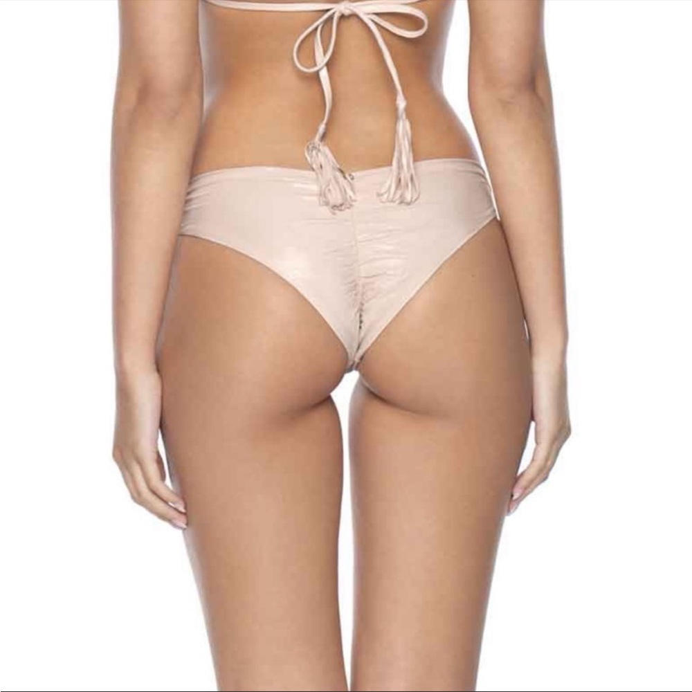 PQ Swim Ruched Bikini Nude Seashell Metallic